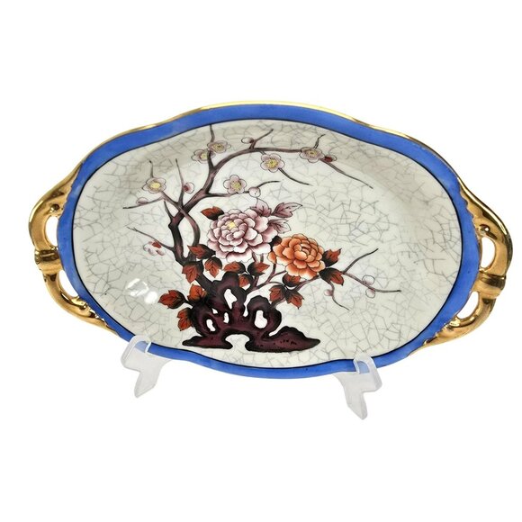 Noritake Morimura Oval Plate Hand Painted Porcelain Tray Floral Design JE296 - Picture 2 of 10
